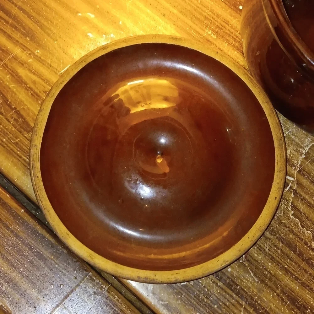 Vintage brown stoneware casserole dish lid